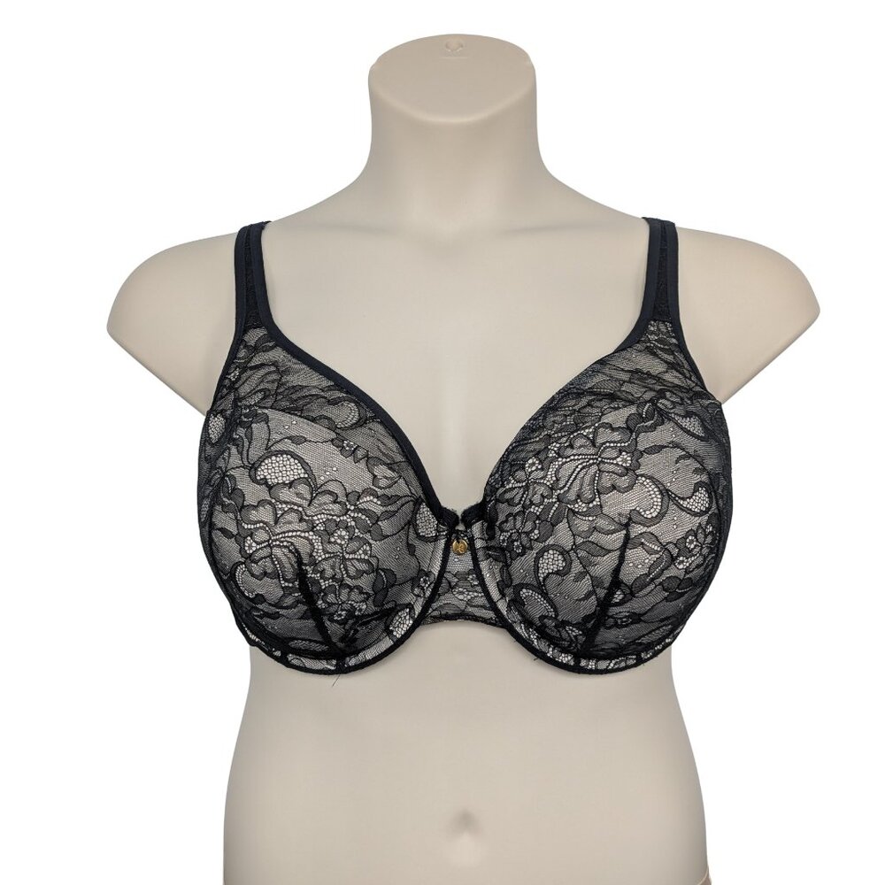 CACIQUE Bra 40DDD Full Coverage Black Lace Underwire Lane Bryant